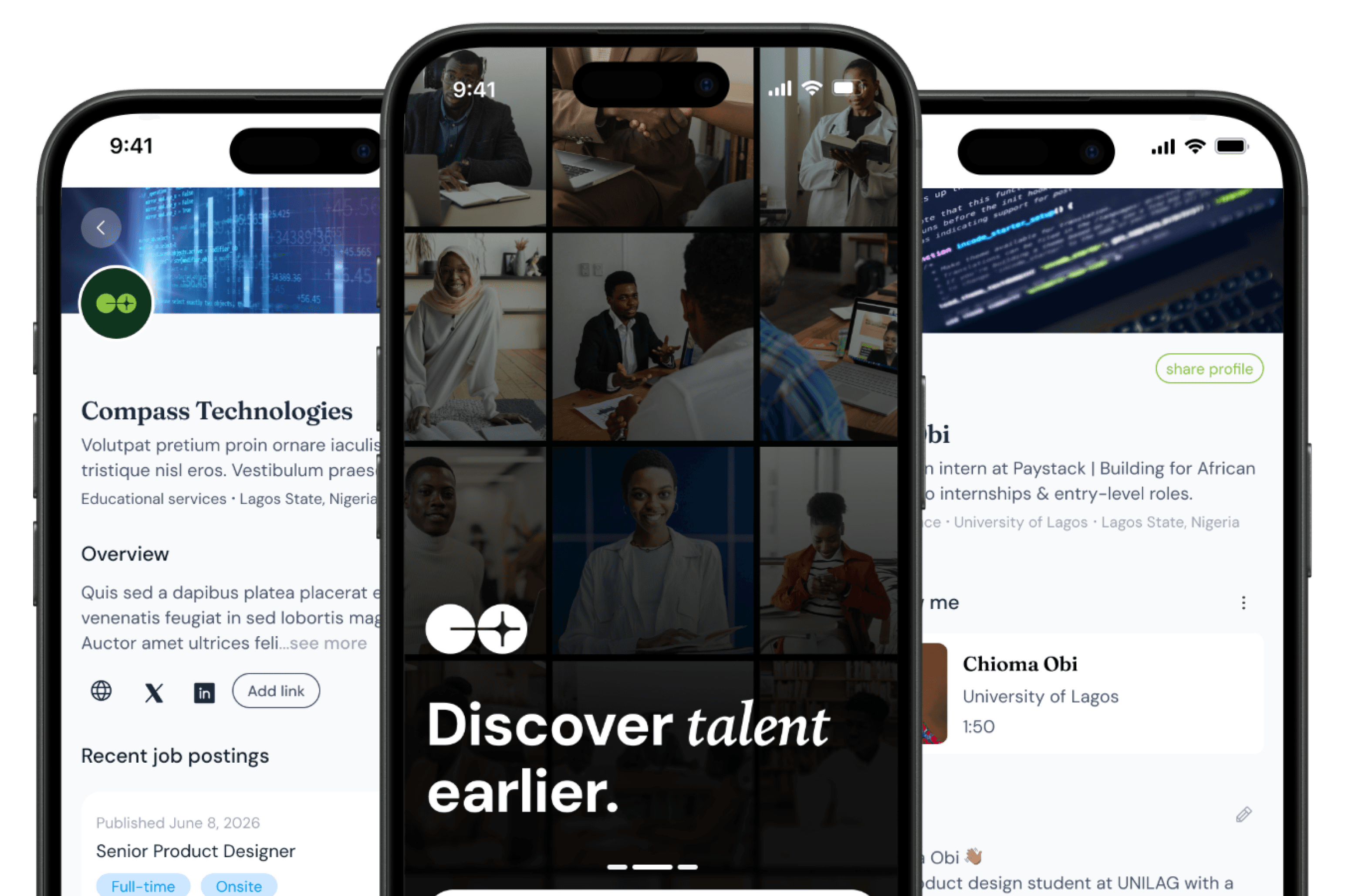 Compass mobile app discovery screens