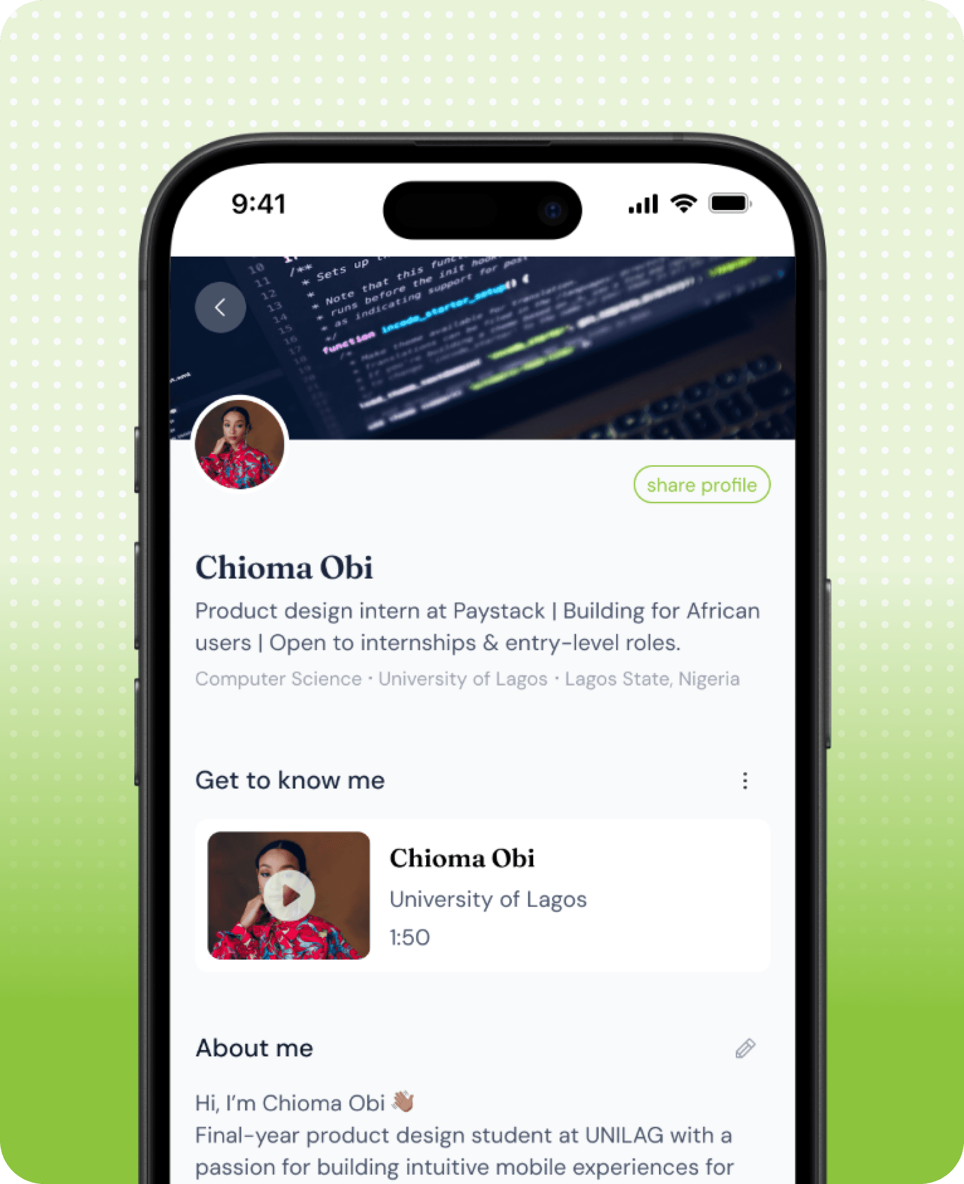 Compass student profile preview